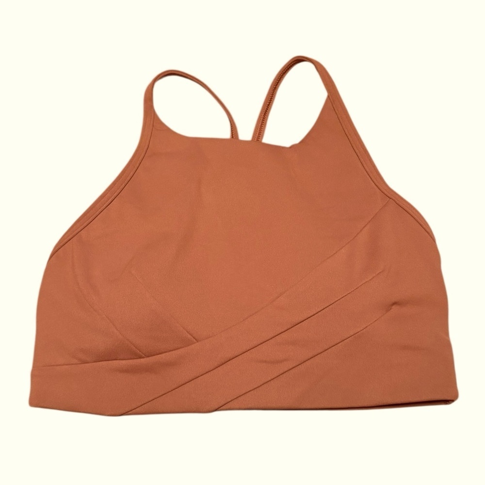 NWT Size 4 Lululemon Flow Y Wrap-Front High-Neck Bra, Ancient Copper